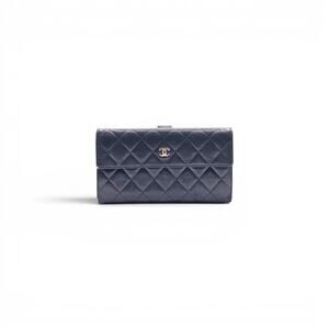 Chanel Classic Quilted Lambskin Leather Flap Long Wallet - Black